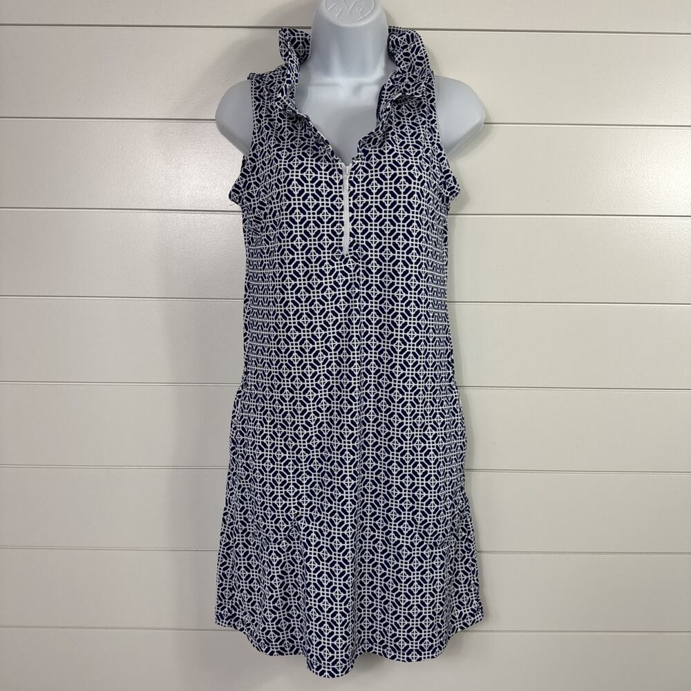 G Lifestyle Active Tennis Dress Navy Blue White Pattern sz XS